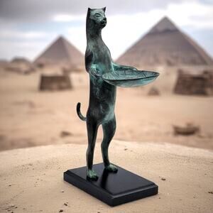 Giacometti Style Cat Butler Sculpture Verdigris Patina Metal Functional Art